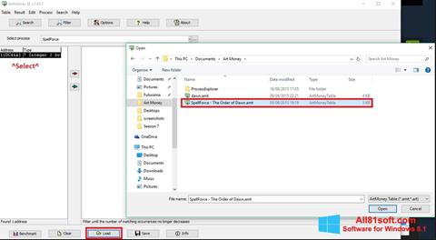 Captura de pantalla ArtMoney para Windows 8.1