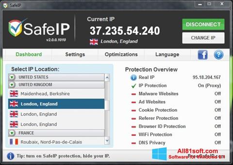Captura de pantalla SafeIP para Windows 8.1