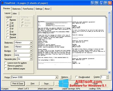 Captura de pantalla FinePrint para Windows 8.1