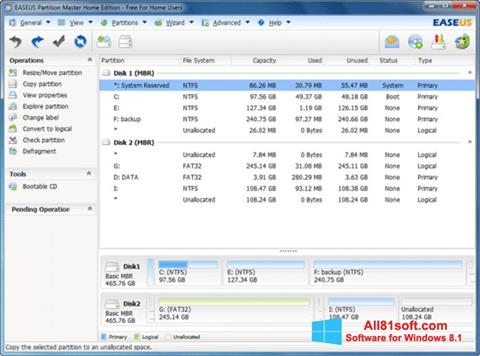 Captura de pantalla EASEUS Partition Master para Windows 8.1