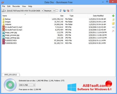 Captura de pantalla BurnAware Free para Windows 8.1