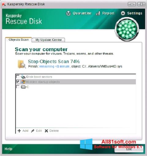 Captura de pantalla Kaspersky Rescue Disk para Windows 8.1