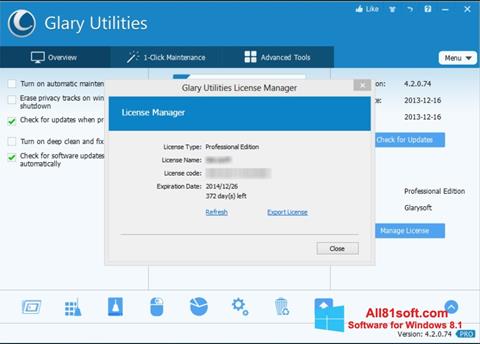 Captura de pantalla Glary Utilities para Windows 8.1