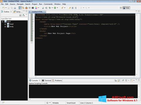 Captura de pantalla Aptana Studio para Windows 8.1