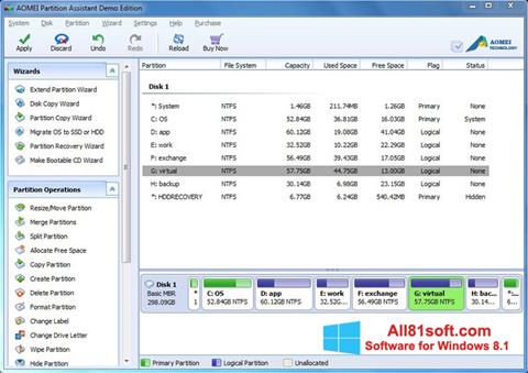 Captura de pantalla AOMEI Partition Assistant para Windows 8.1