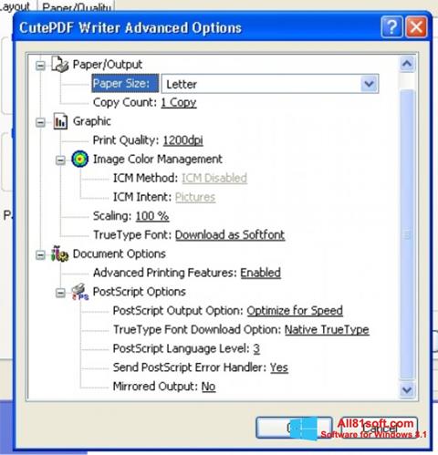 Captura de pantalla CutePDF Writer para Windows 8.1