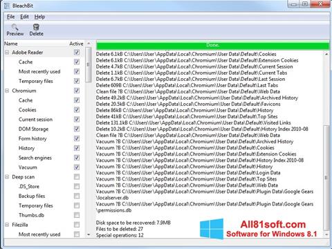Captura de pantalla BleachBit para Windows 8.1