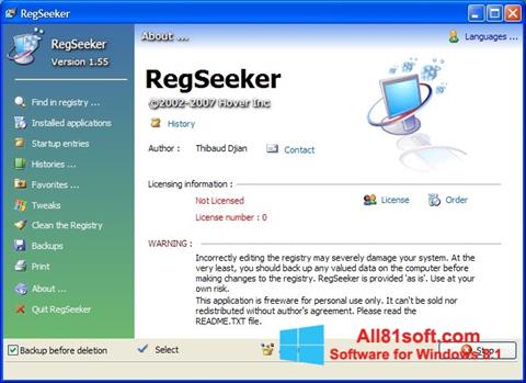 Captura de pantalla RegSeeker para Windows 8.1