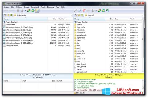 Captura de pantalla FlashFXP para Windows 8.1