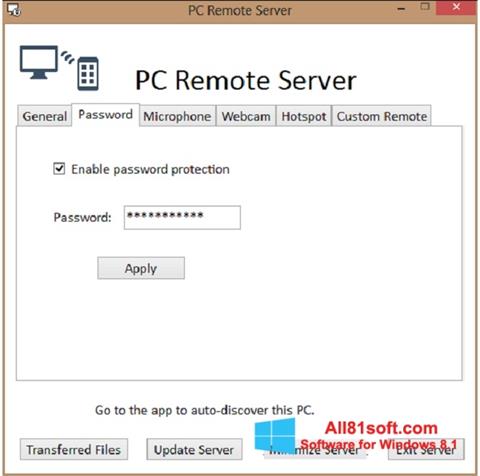 Captura de pantalla PC Remote Server para Windows 8.1
