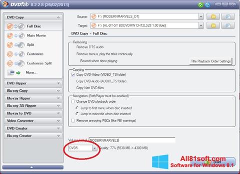 Captura de pantalla DVDFab para Windows 8.1