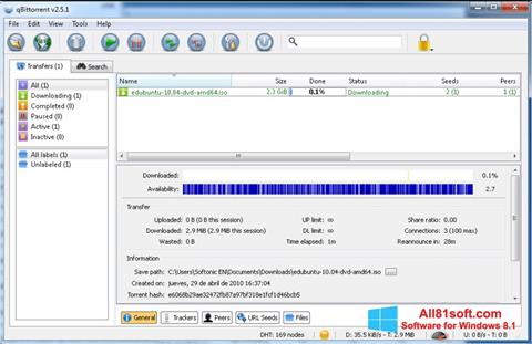 Captura de pantalla qBittorrent para Windows 8.1