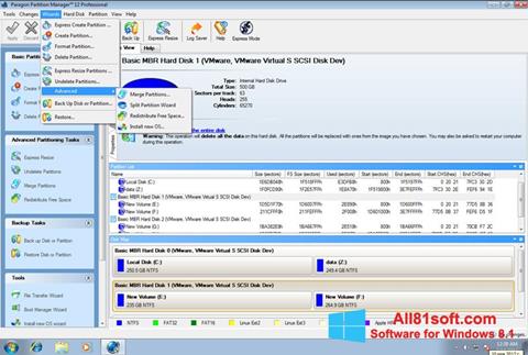 Captura de pantalla Paragon Partition Manager para Windows 8.1