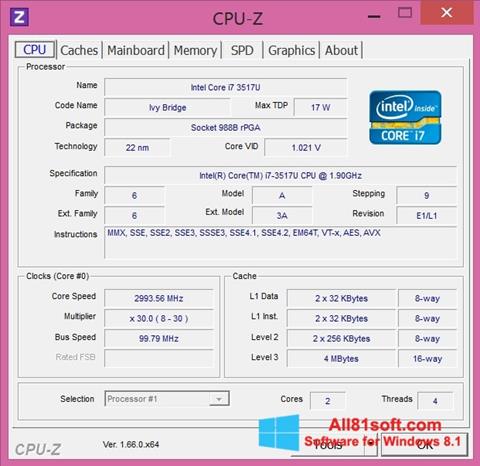 Captura de pantalla CPU-Z para Windows 8.1