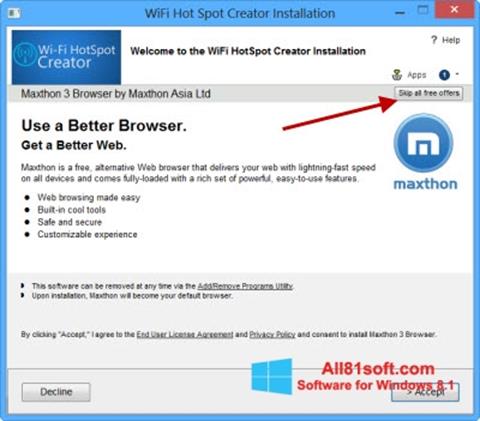 Captura de pantalla Wi-Fi HotSpot Creator para Windows 8.1
