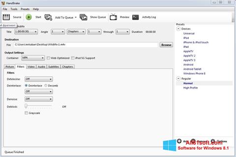Captura de pantalla HandBrake para Windows 8.1