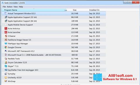 Captura de pantalla Geek Uninstaller para Windows 8.1