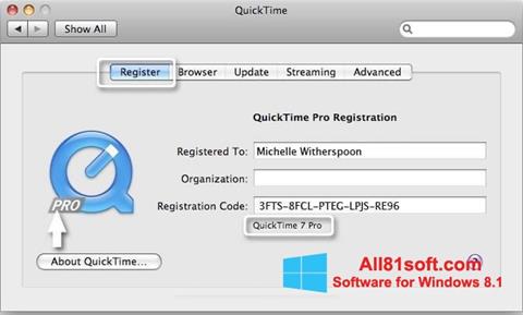 Captura de pantalla QuickTime Pro para Windows 8.1