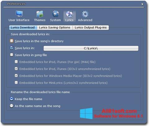 Captura de pantalla Minilyrics para Windows 8.1
