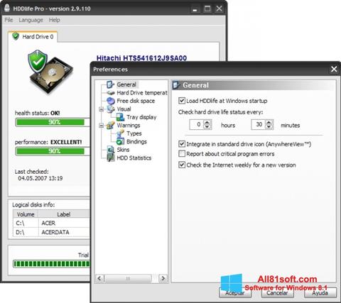 Captura de pantalla HDDlife para Windows 8.1