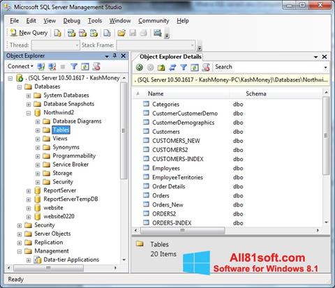Captura de pantalla Microsoft SQL Server para Windows 8.1
