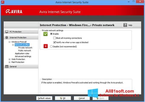 Captura de pantalla Avira Internet Security para Windows 8.1
