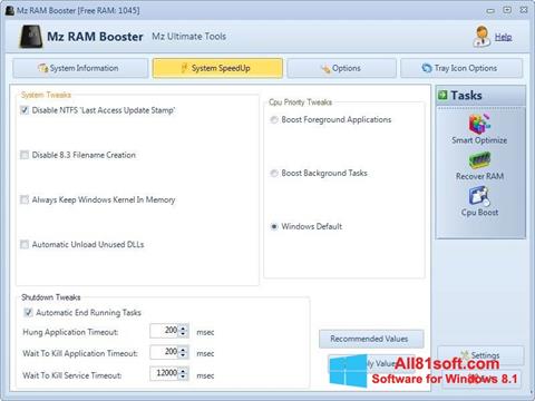 Captura de pantalla Mz RAM Booster para Windows 8.1