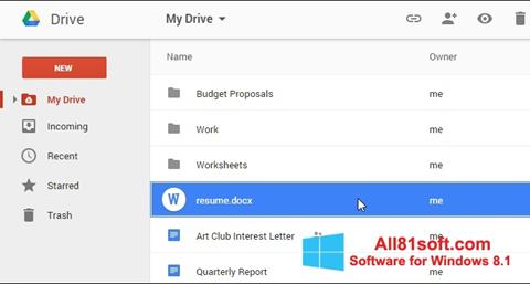 Captura de pantalla Google Drive para Windows 8.1