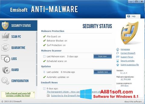 Captura de pantalla Emsisoft Anti-Malware para Windows 8.1
