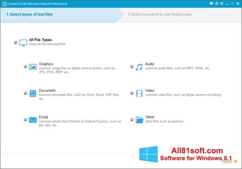 Captura de pantalla EaseUS Data Recovery Wizard para Windows 8.1
