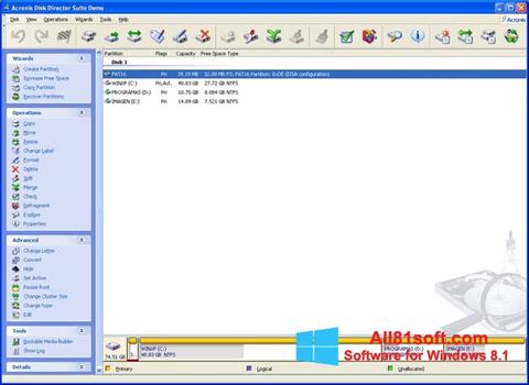 Captura de pantalla Acronis Disk Director Suite para Windows 8.1