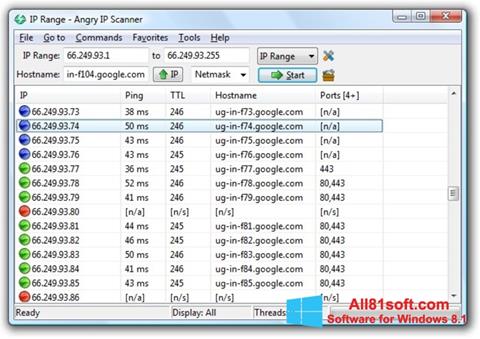 Captura de pantalla Angry IP Scanner para Windows 8.1