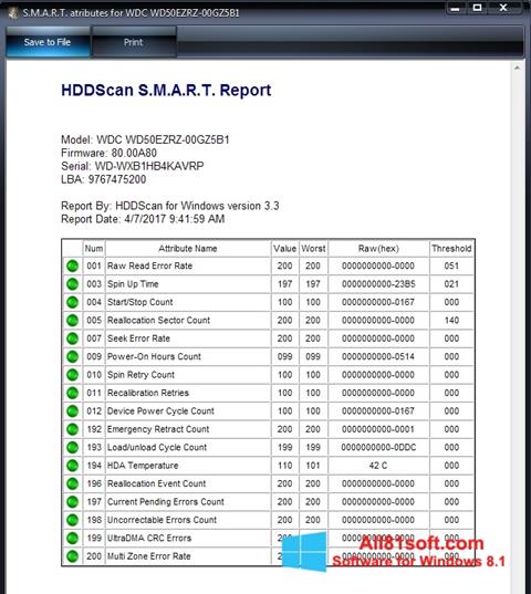 Captura de pantalla HDDScan para Windows 8.1