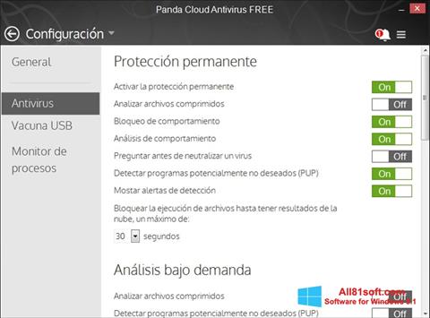 Captura de pantalla Panda Cloud para Windows 8.1
