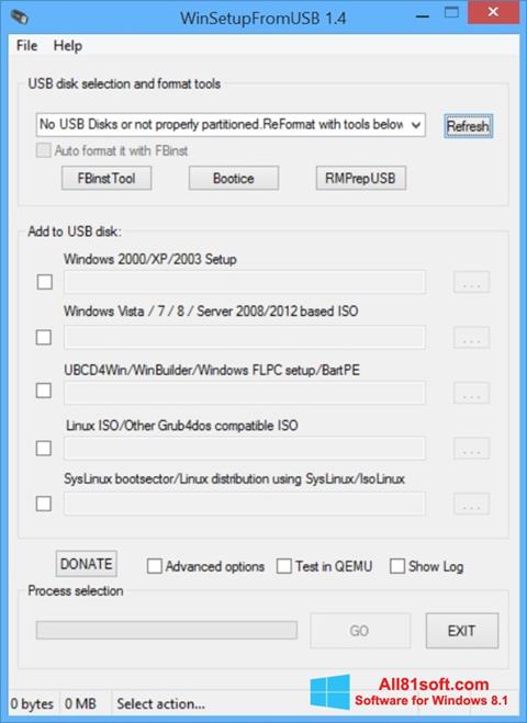 Captura de pantalla WinSetupFromUSB para Windows 8.1