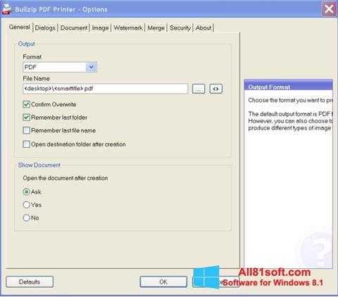 Captura de pantalla BullZip PDF Printer para Windows 8.1
