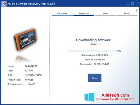 Captura de pantalla Nokia Software Recovery Tool para Windows 8.1