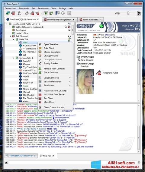 Captura de pantalla TeamSpeak para Windows 8.1