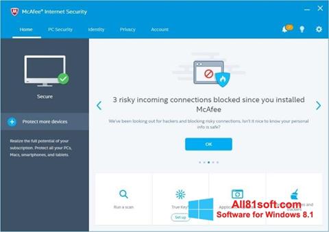Captura de pantalla McAfee Internet Security para Windows 8.1