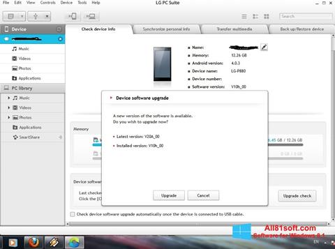 Captura de pantalla LG PC Suite para Windows 8.1
