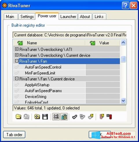Captura de pantalla RivaTuner para Windows 8.1