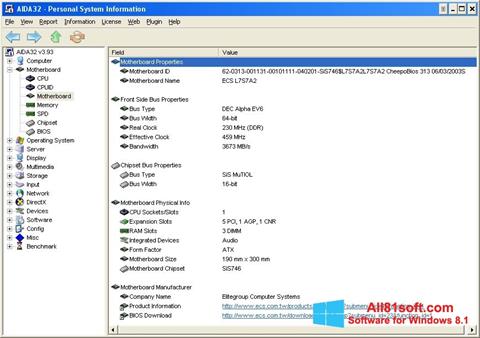 Captura de pantalla AIDA32 para Windows 8.1