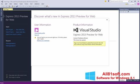 Captura de pantalla Microsoft Visual Studio Express para Windows 8.1