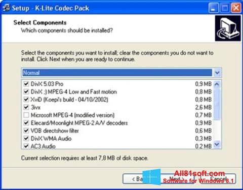 Captura de pantalla K-Lite Mega Codec Pack para Windows 8.1