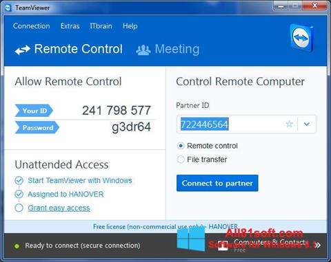 Captura de pantalla TeamViewer para Windows 8.1