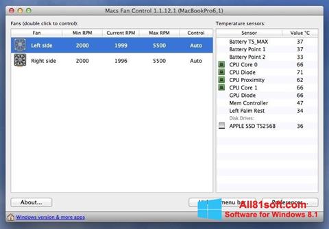 Captura de pantalla Macs Fan Control para Windows 8.1