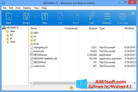 Captura de pantalla Bandizip para Windows 8.1