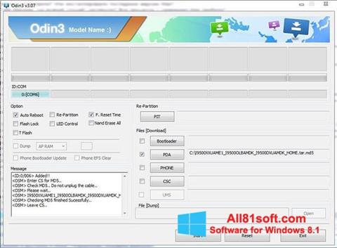 Captura de pantalla Odin para Windows 8.1