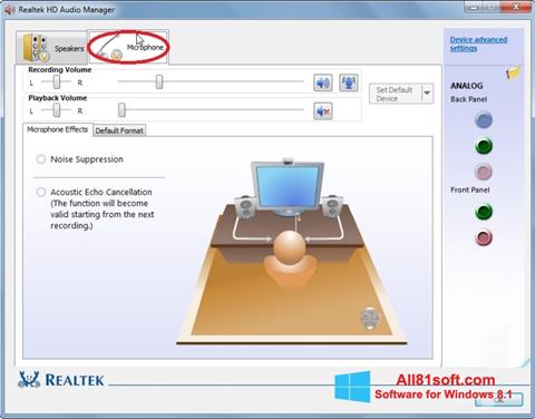 Captura de pantalla Realtek Audio Driver para Windows 8.1