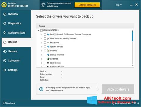 Captura de pantalla Auslogics Driver Updater para Windows 8.1